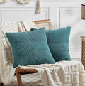 Fancy Homi 2 Packs Teal Big Decorative Throw Pillow Covers 24x24 Inch for Living Room Couch Bed, Rustic Farmhouse Boho Home Decor, Soft Corss Corduroy Patchwork Accent Square Cushion Case 60x60 cm