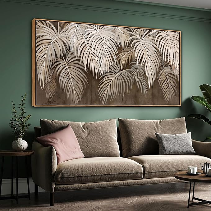Boho Wall Art - Modern Minimalist Brown Canvas Artwork,Neutral Pictures for Living Room Textured Large Wall Art for Bedroom Wall Decor Framed Paintings 29×58IN