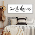 YWJKWLGS Sweet Dreams Wall Decor Sign 40x15 Inch Handwritten Art for Bedroom & Kids Room 40x15 Inch Above Over Bed Rustic Modern Farmhouse Large Wooden Framed Wall Hanging Art (White)