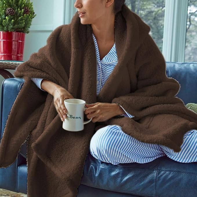 Wearable Blanket Sherpa Poncho Office Work Warm Cozy Shawl Blanket,Plush Cape Wrap for Adults