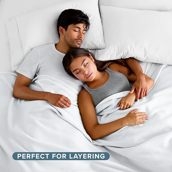 Bare Home Polar Fleece Blanket - Extra Long - White - Warm & Cozy - Premium Fleece Throw for Bed, Sofa, Camping, Travel and Cold Nights - Lightweight Blanket (Twin/Twin XL, White)