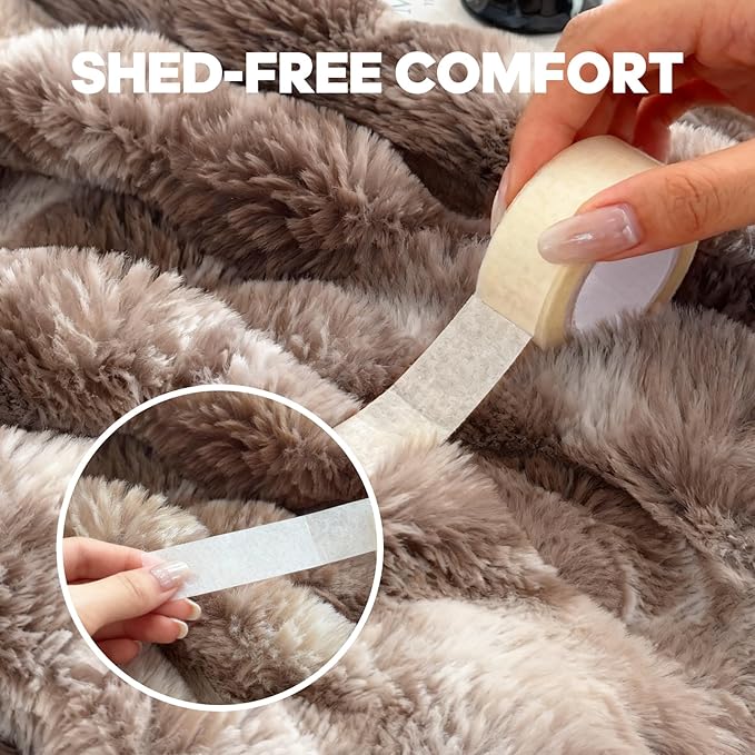 Luxury 1000GSM Faux Rabbit Fur Throw Blanket, Tie-Dye Brown, Ultra Soft Plush 3D Bubble Design, Reversible Mink Brown Blanket for Couch, Sofa, Bed & Living Room, 50"x60", Gift for Women & Family