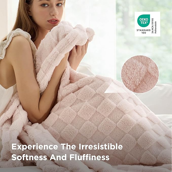 Bedsure GentleSoft King Size Blanket for Bed - Super Soft Cozy Blankets for Women Men Girls, Large Fuzzy Fleece Throw for Bedroom Decor, Light Pink,108x90 Inches