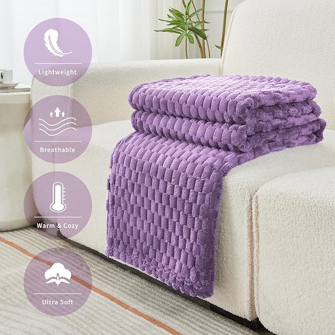 FY FIBER HOUSE Oversized King Blanket 120" x120" Seamless Extra Large Bed Blanket 10' x 10' Super Soft Plush Fuzzy Huge Blankets for Couch Office Sofa, Lavender