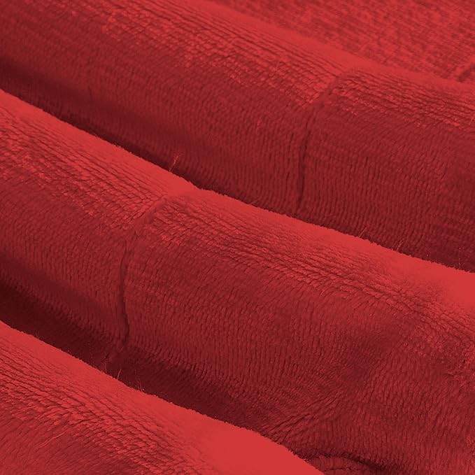 Elegant Comfort Ultra Soft Reversible Flannel Sherpa Blanket - Cozy Silky Fleece Throw for Couch, Bed - Plush Fuzzy Warm Winter Blanket for Gift, King, Red