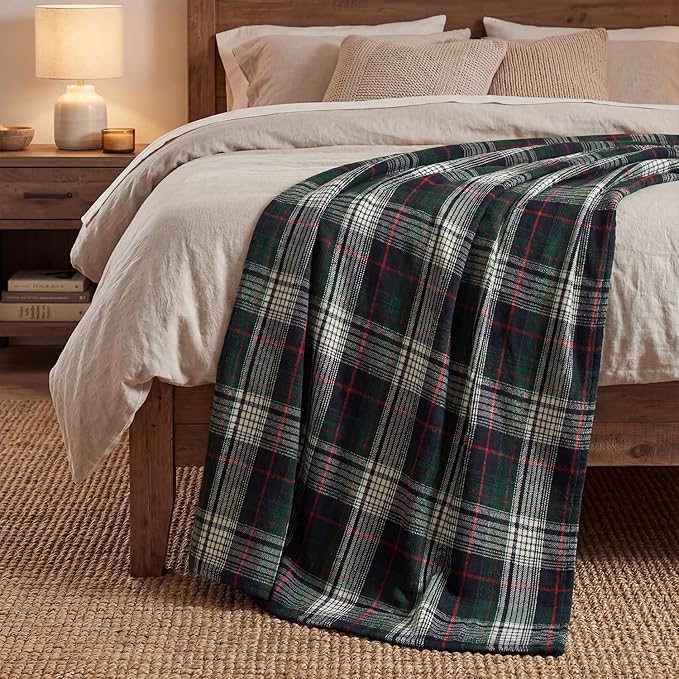 Horaldaily Dark Blue Green Farmhouse Plaid Decorative Blanket Throw, Spring Summer Rustic Soft Lightweight Blanket for Couch Sofa Bed Lounging Decoration, Ideal Gifts for Kids Adults Self, 60x80