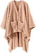 Wearable Blanket Sherpa Fleece Shawl Blanket with Pockets Blanket Poncho Cape for Adults, Cozy Shawl TV Throw Blankets