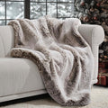 EVERGRACEHOME Luxury Soft Faux Chinchilla Fur Throw Blanket for Couch, Warm Thick Heavy Winter Throw Blanket 1220GSM for Bed, Fluffy Cozy Mink Blanket with Reversible Velvet, Champagne Fawn, 50"x60"