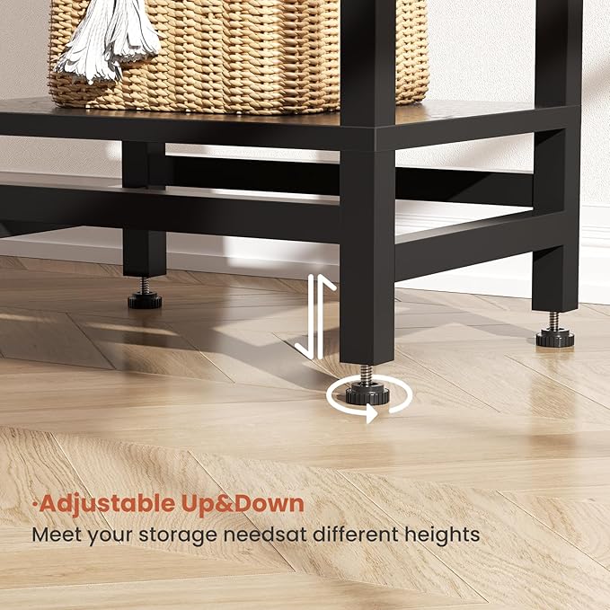 Tall Nightstand with Fast Charging Station, 3 Tier Small Table Stand for Small Space, Skinny Side Table with Type C and USB Port, End Tables for Living Room, Bedroom, Office, Black
