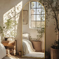 58"x18" Full Length Mirror, Arched Full Body Mirror, Standing Hanging or Leaning Floor Mirror for Bedroom and Living Room, Gold