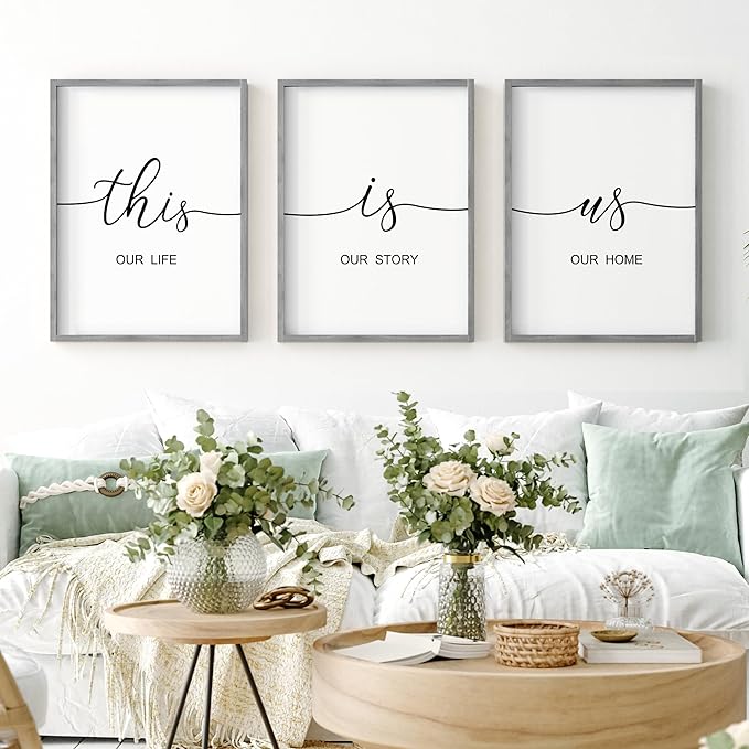 Heiple This is Us Wall Decor 11"x14" Framed Wooden Wall Sign for Home Decor Farmhouse Vintage Rustic Living Room Minimalist Family Wall Art (Gray)