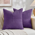Fancy Homi 2 Packs Purple Decorative Throw Pillow Covers 22x22 Inch for Living Room Couch Bed, Farmhouse Boho Home Decor, Soft Corss Corduroy Patchwork Accent Square Cushion Case 55x55 cm