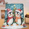 Penguin Throw Blanket - Soft Plush Fleece Christmas Winter Blankets- Cozy Penguin Stuff Gifts for Women Girls Kids 50"X60"