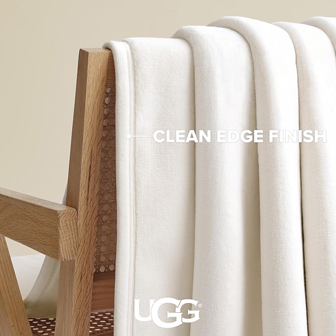UGG Coco Queen Fleece Blanket for Bed – Luxury Room Decor, Plush & Warm Queen Blanket for Bed, Gifts for Teens and Women, 90" x 92", White Snow