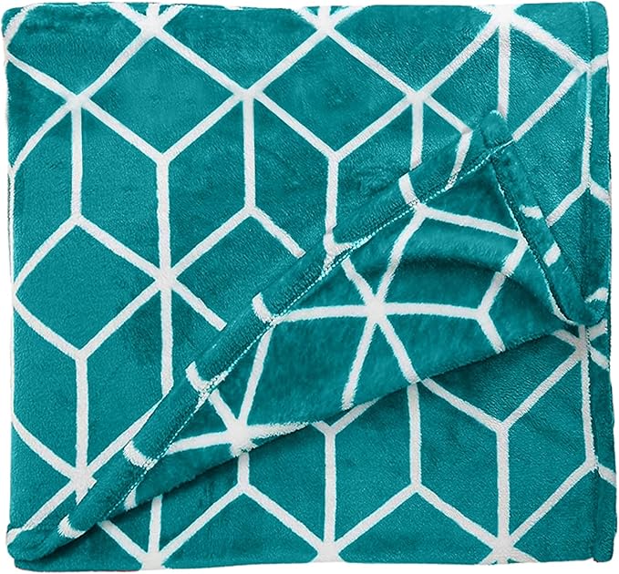Elegant Comfort Luxury Velvety-Soft Coral Flannel Blanket Micro-Velour Ultra-Softness Fuzzy Plush, Full/Queen, Teal