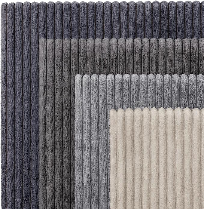 EMEMA Neutral Grey Decorative Throw Pillow Covers 18x18 Inch Set of 4 Boho Farmhouse Corduroy Striped Square Pillow Case,Western Modern Cushion Covers for Couch Bed Livingroom Home Decor