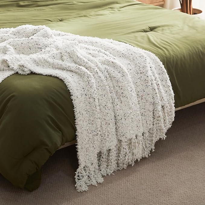 SLEEP ZONE Throw Blankets for Couch - Lightweight Knit Blanket, Throw Blankets for Bed All Season - Luxury Super Soft Cozy Bed Blanket (Ivory, 50x60in)