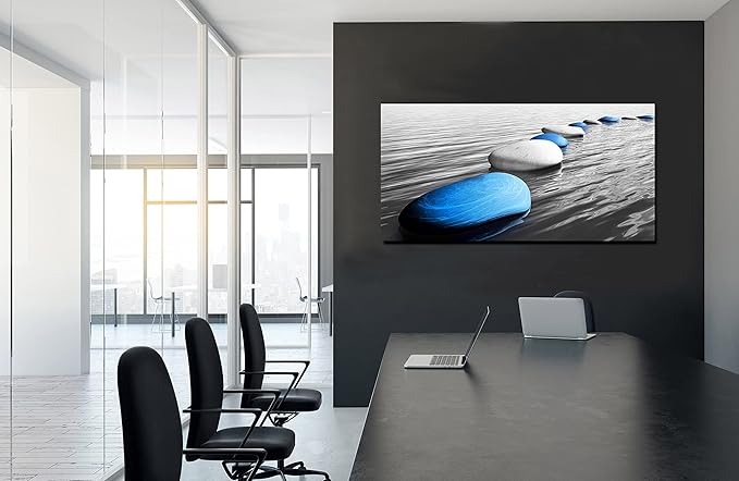 Xxliren Large Canvas Wall Art For Living Room Bedroom Office Blue Stones Wall Art Zen Art Wall Decor Ready To Hang Size 60 x 30 Inch