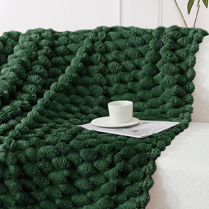 Whale Flotilla Throw Blanket for Couch with Jacquard Pattern, Fuzzy Soft Cozy Exquisite Blankets for All Season, Warm and Fluffy, 50x60 Inch, Emerald Green