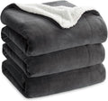 Bedsure GentleSoft Sherpa Fleece Blanket Queen Size for Bed, Non-Heated, Thick and Warm Throw for Women and Men, Soft Fuzzy Plush Queen Blanket for Winter, Charcoal, 90x90 Inches