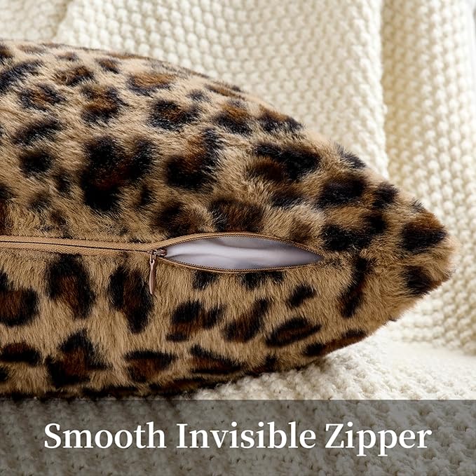 GALMAXS7 Cheetah Pillow Covers 20x20 Faux Fur Throw Pillow Covers Set of 2 Leopard Couch Pillow Covers Fluffy Soft Decorative for Home Living Room Bedroom