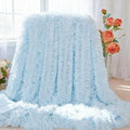Plush Super Soft Blanket Bedding Sofa Cover Furry Fuzzy Fur Warm Throw Qulit Cozy Couch Blanket for Winter (51"x63", Light Blue)