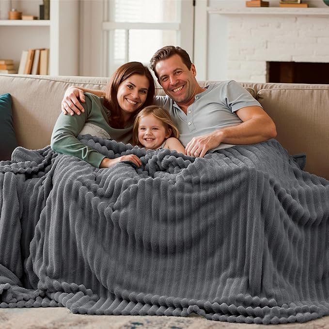 Joiedomi Queen Size Blanket for Bed, Soft & Warm Grey Fleece Blankets Gifts for Women Men Mom, Cozy Cute Soft Throw 90x90 Inches