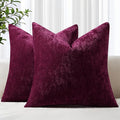 decorUhome Chenille Burgundy Throw Pillow Covers 18x18 Inch Set of 2, Decorative Soft Couch Pillow Covers Solid Dyed Accent Farmhouse Neutral Square Pillow Cases for Sofa