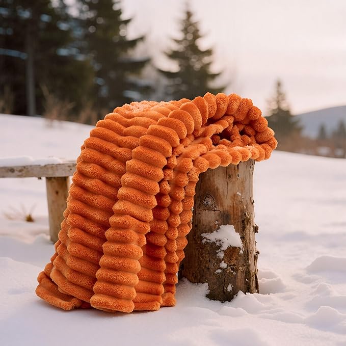 Joiedomi Orange Throw Blanket for Couch, Soft & Warm Orange Fleece Blankets Gifts for Women Mom, Cozy Cute Soft Throw 50x60 Inches