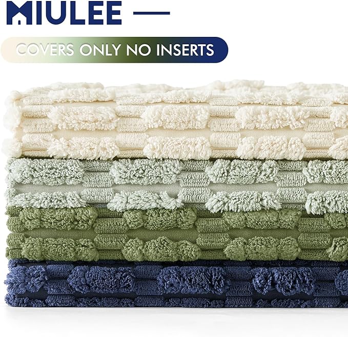 MIULEE Soft Corduroy Spring Throw Pillow Covers Set of 4 Green Blue 18x18 Inch Modern Farmhouse Boho Decorative Accent Cushion Covers for Couch Sofa Bedroom