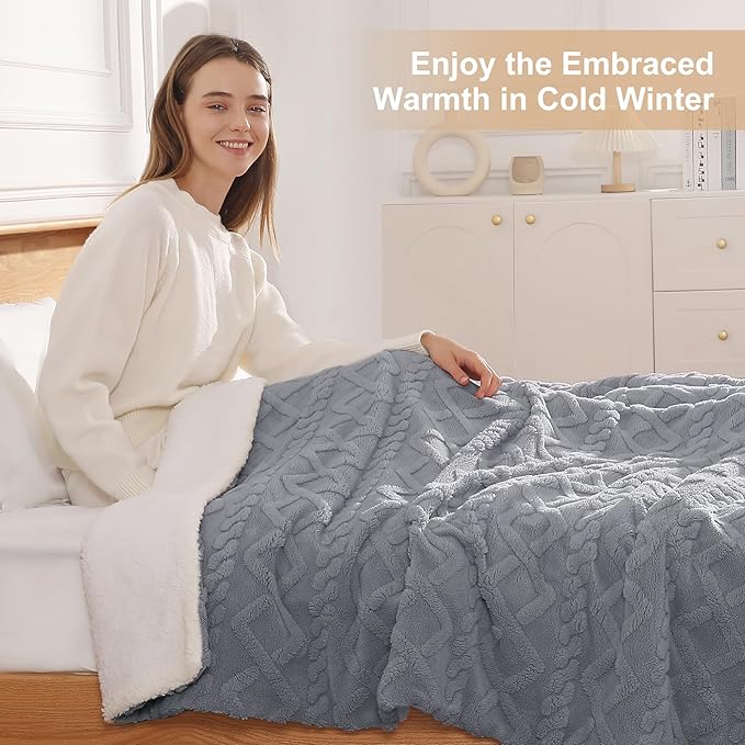 Electric Blanket Twin Heated Blanket 62''X84'' with 5 Heating Levels & 10 Hours Auto Off, ETL& FCC Certification Dual Sherpa Twin Heating Blanket Washable for Home/Office/Bed, Great Gift(Dark Gray)