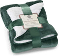 Genteele Sherpa Throw Blanket Super Soft Reversible Ultra Luxurious Plush Blanket, 40 x 50 inches, Hunter Green/White