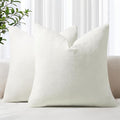 decorUhome Chenille Cream White Throw Pillow Covers 22x22 Inch Set of 2, Decorative Soft Couch Pillow Covers Solid Dyed Accent Farmhouse Neutral Square Pillow Cases for Sofa