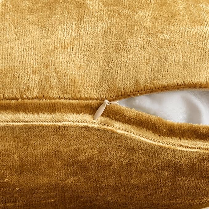 MIULEE Dark Gold Velvet Throw Pillow Covers 20x20 Soft Decorative Solid Square Cushion Cases Pack of 2 Modern Luxury Home Decor for Couch, Sofa, Bedroom