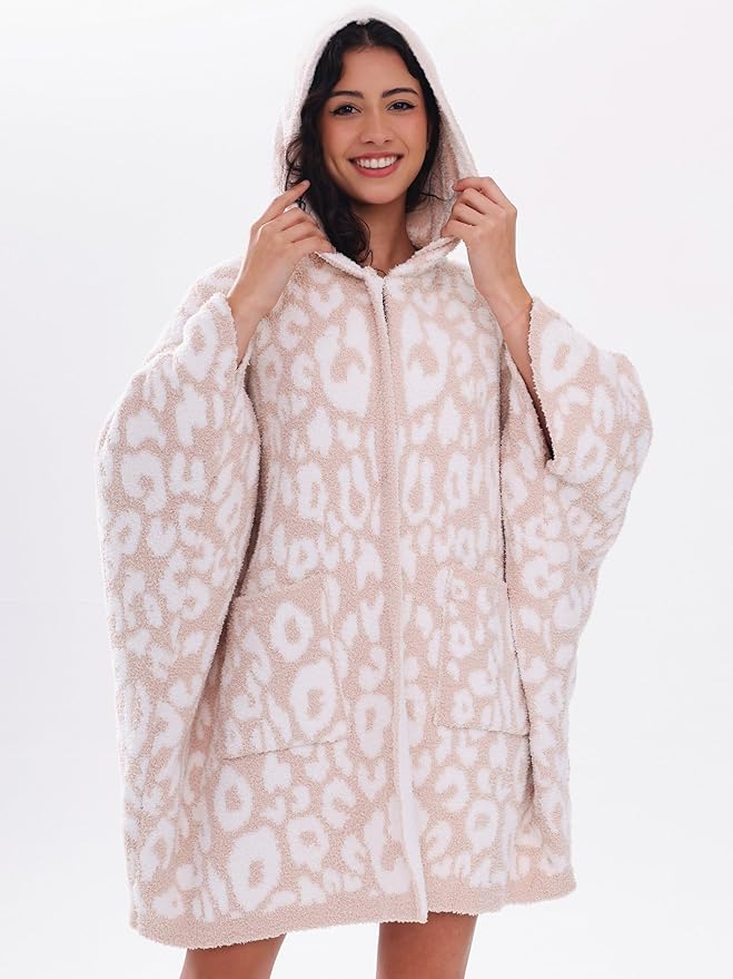 WDCOZY Wearable Blanket Hoodie Poncho Throw Comfy Soft Warm Cape Shawl Cozy Cloak Wrap Hooded with Sleeves For Women Adults