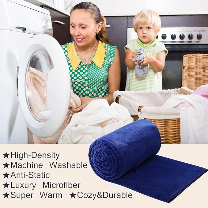 Flannel Fleece Summer Blanket All Season Lightweight Throw for The Bed Extra Soft Brush Fabric Winter Warm Sofa Blanket Twin Royal Blue