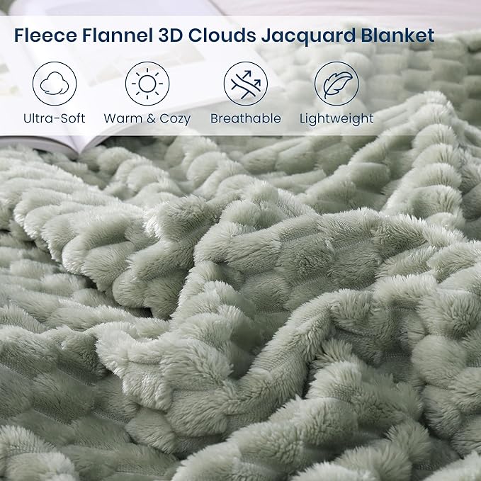 Monbix Light Sage Green Fleece Throw Blanket for Couch- Room Decor Soft Cozy Blankets for Women, Lightweight Fleece Flannel Bed Blanket Suitable for All Seasons(50"×60",Light Sage Green)