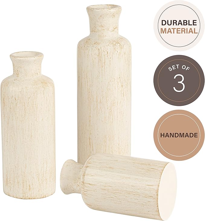 Creative Scents Rustic Luxe Home Decor Bundle includes a Decorative Tray with 3 Orbs and Vase Set of 3 – Centerpiece Table Decorations for your Coffee Table Decor - Modern Farmhouse Decor