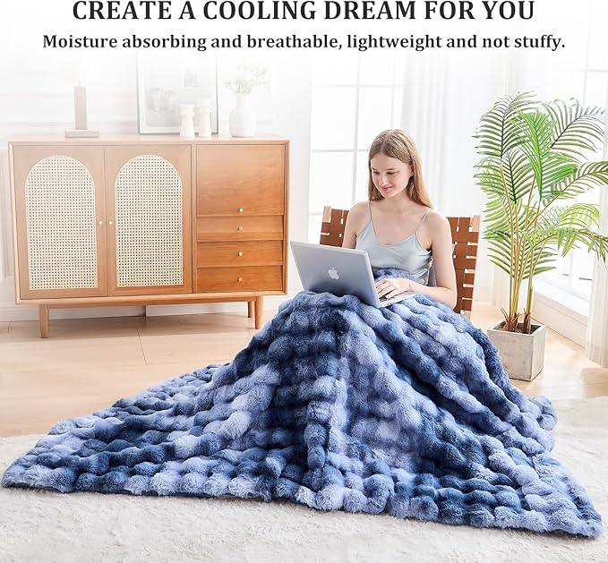 Faux Fur Twin Blanket for Couch, 1000 GSM Cozy Fuzzy Fluffy Soft Plush Thick Bubble Sherpa Blanket for Sofa Bedroom Living Room, Mothers Day Birthday Gifts for Women Home Decor