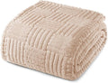 Whale Flotilla Lightweight Fleece King Size Blanket for Bed, Fuzzy Soft Blankets with Decorative Jacquard Pattern for All Season, Warm and Fluffy, 90x104 Inch, Camel