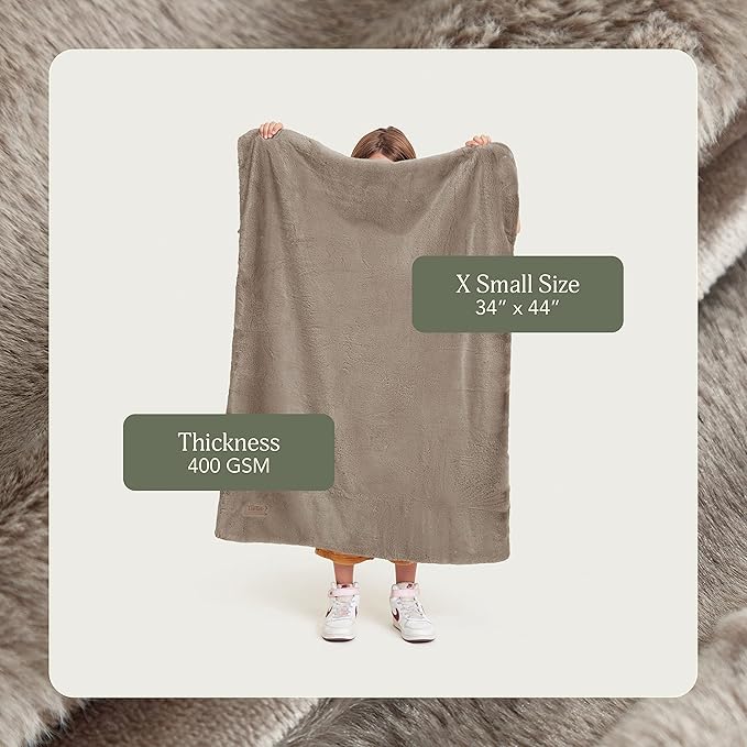 UnHide Lil’ Marsh Faux Fur Blanket - Lightweight, Soft Throw Blanket - Machine Washable - Ideal for Bed, Couch, or Reading Chair- X-Small (34" x 44") Taupe Ducky