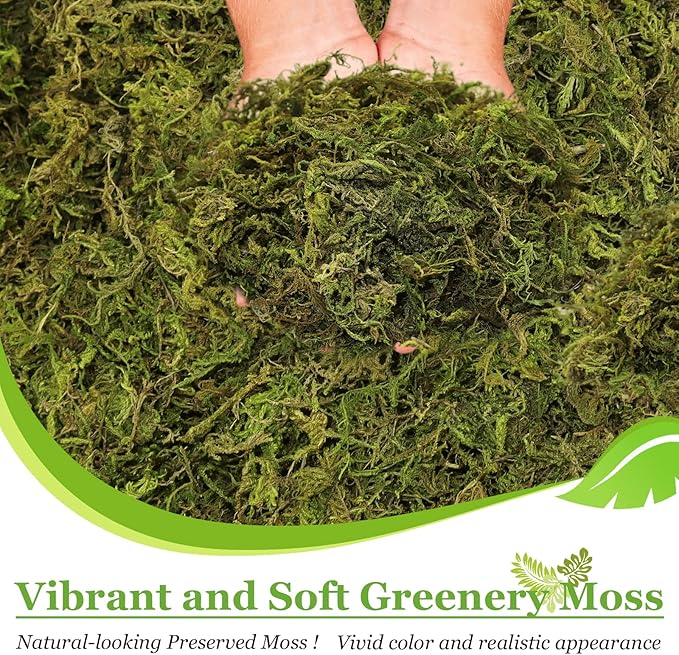 Riare 1.3LBS Artificial Fake Moss for Fake Plants Indoor- Premium Faux Craft Moss for Potted Plant, Fresh Green Moss Forest Moss for Hamsters Micro-Landscape Terrariums Centerpieces Decor