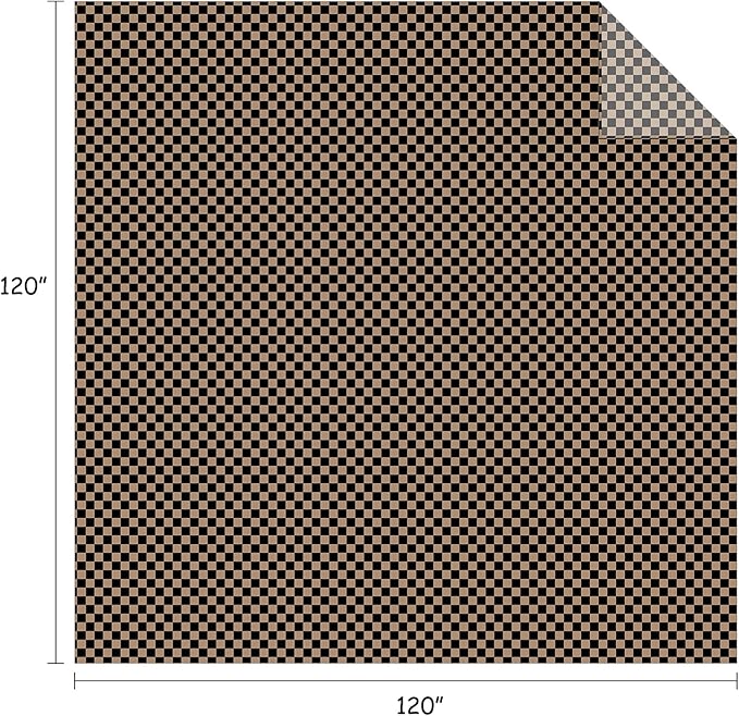 FY FIBER HOUSE Oversized King Blanket 120"x120" Seamless Extra Large 10'x10' Huge Checkered Flannel Fleece Bed Blanket Soft Cozy for Couch Office Sofa, Black Brown