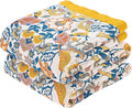 Boho Blanket Throw Quilt, 100% Cotton Soft Light Weight Throw Blankets for Summer, 90"x98" Farmhouse Flower Decorative Blankets, All Season Rustic Reversible Bohemian Throw Quilt