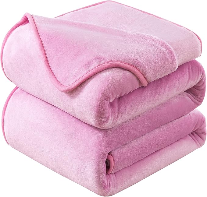 Soft Blanket Queen Size Fleece Warm Fuzzy Throw Blankets for The Bed Sofa Lightweight 90"*90"(Queen Pink)
