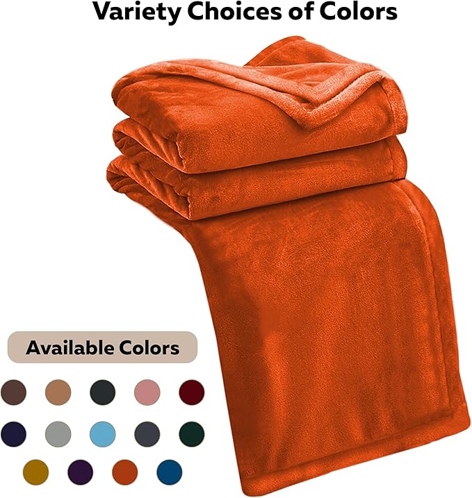 IR Imperial Rooms Fleece Blankets Queen Size 90x90 Inches- 2 Pack - Super Soft Fluffy Throw Blanket for Sofa and Bed - Warm and Cozy Lightweight 400 GSM Microfiber Bed Throws Blankets (Queen, Rust)