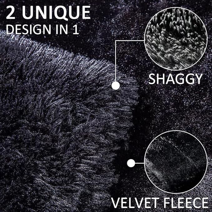 YUSOKI Black King Faux Fur Winter Blanket,2 Layers,90"x104",Without Pillows Big Soft Plush Fuzzy Large Warm Fluffy Blanket for Bed