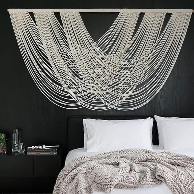 Flber Macrame Wall Hanging Large 57.00" W x 31.00" L Macrame Wall Decor Large Yarn Tapestry Home Boho Wall Decor