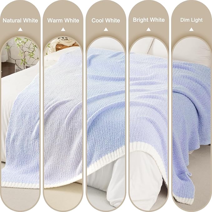 Whale Flotilla Knit Throw Blanket, Ultra Soft Warm Reversible Cozy Decorative Blankets for Couch Sofa and Bed, 50x60 Inch, Lavender