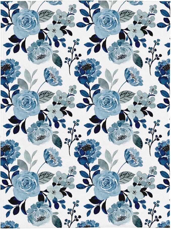 Floral Throw Blanket for Couch Bed Sofa Chair Living Room, Flower Flannel Fleece Blanket Soft Cozy Lightweight Breathable Fluffy Durable Home Decor Gifts for Men Women Girls Boys 50 x 60 Inch